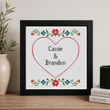 Custom Framed Cross Stitch, Personalized Text, Handmade Embroidery Wall Art