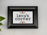 Custom Framed Cross Stitch, Personalized Text, Handmade Embroidery Wall Art