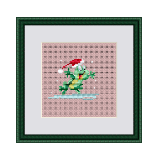 Christmas Frog Cross Stitch Pattern. Funny Frog PDF Pattern.