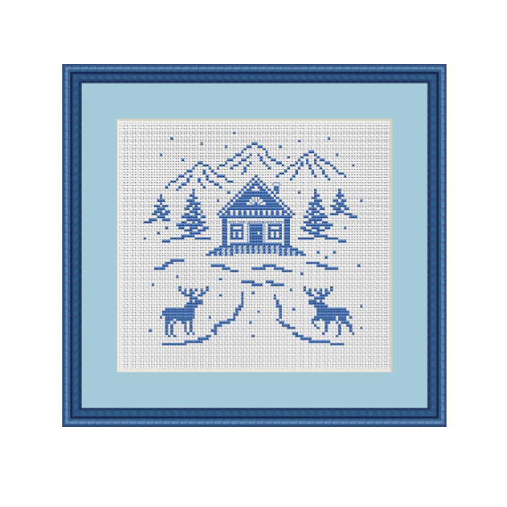 Winter House. Christmas Cross Stitch Pattern