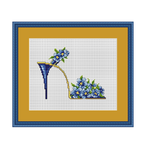 Blue Flowers Shoe Cross Stitch Pattern