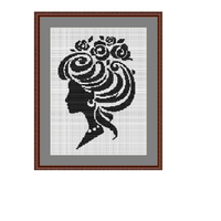 Lady With Flowers Cross Stitch Pattern. PDF Pattern.