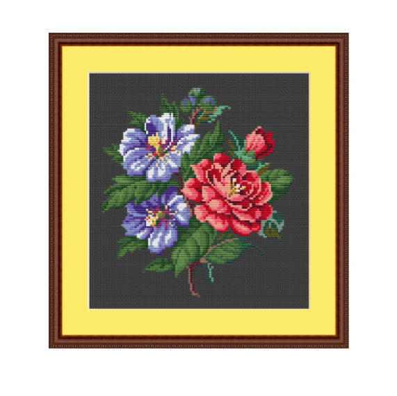 Bouquet Of Flowers Cross Stitch Pattern.