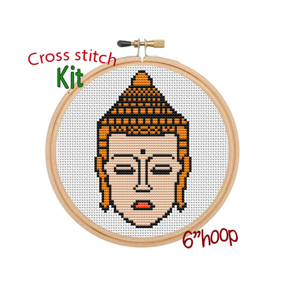 Buddha Cross Stitch Kit. Modern Cross Stitch Pattern.