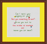 Christmas Sayings Cross Stitch Kit. Can I Refill Your Eggnog?