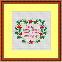 Candy, Candy Canes, Candy Corns And Syrup. Buddy The Elf Quotes Cross Stitch Kit.