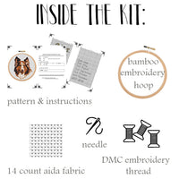 Collie Embroidery Kit. Dog Cross Stitch Kit