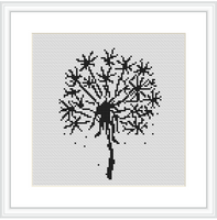 Dandelion Cross Stitch Kit. Modern Cross Stitch Pattern. Monochrome Cross Stitch.
