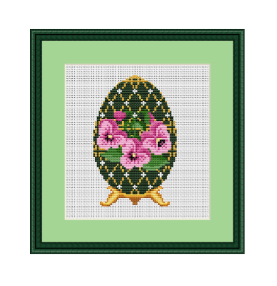 Faberge Egg With Viola. Happy Easter Pattern Cross Stitch.
