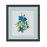 Blue Flowers Cross Stitch Pattern.
