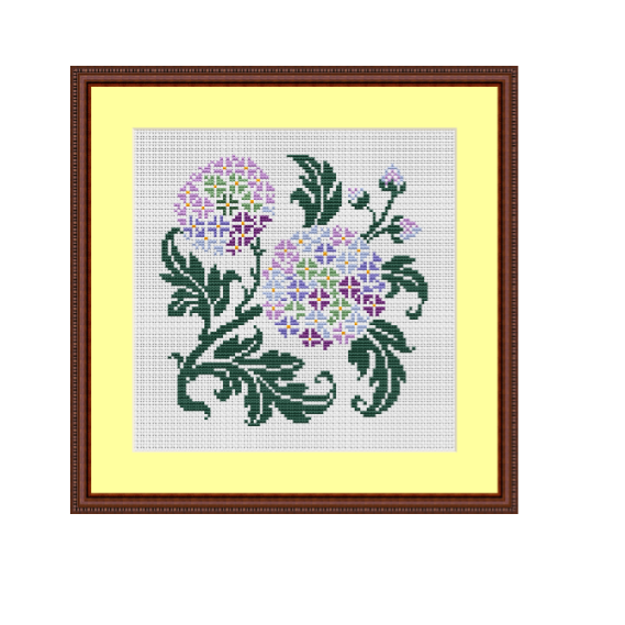 Instant Download Cross Stitch Chart. Floral Design Cross Stitch Pattern.