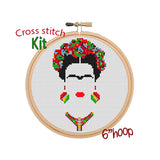 Feminist Cross Stitch Kit.  Frida Kahlo Cross Stitch Kit. DIY Modern Cross Stitch.