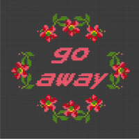 Go Away Cross Stitch Kit. Modern Cross Stitch. Flower Wreath Cross Stitch Kit.