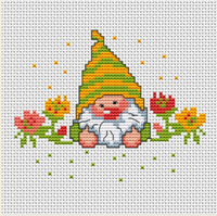 Garden Gnome Cross Stitch Kit. Funny Gnome Pattern.