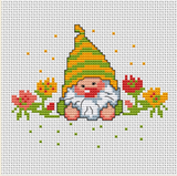 Garden Gnome Cross Stitch Kit. Funny Gnome Pattern.