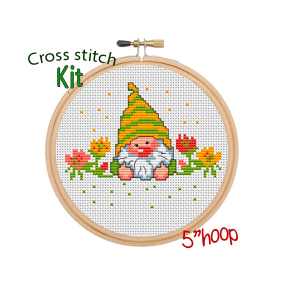 Garden Gnome Cross Stitch Kit. Funny Gnome Pattern. – Funny Cross Stitch