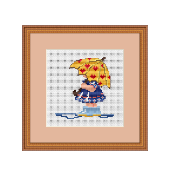 Girl With An Umbrella Cross Stitch Pattern.