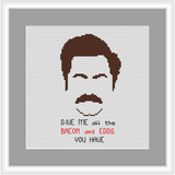 Give Me All The Bacon And Eggs You Have. Ron Swanson Quotes Kit. Funny Saying Cross Stitch. Modern Cross Stitch.