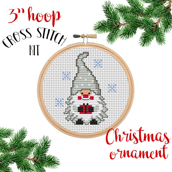 Christmas Gnome Ornament Cross Stitch Kit