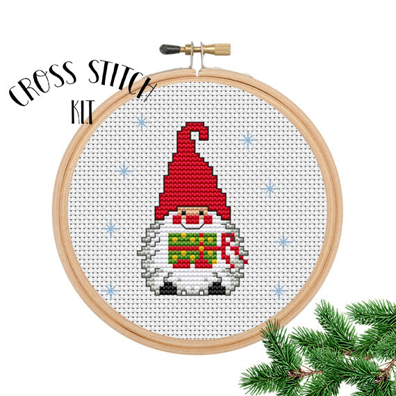 Gnome With Present Cross Stitch Kit