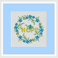 Hope Cross Stitch Kit. Wreath Cross Stitch Kit