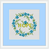 Hope Cross Stitch Kit. Wreath Cross Stitch Kit