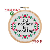 I'd Rather Be Reading Cross Stitch Kit.