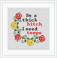 I'm Thick Bitch I Need Tempo. Lizzo Tempo Starter Cross Stitch Kit For Beginners. Lyrics Cross Stitch Kit. Wreath Cross Stitch