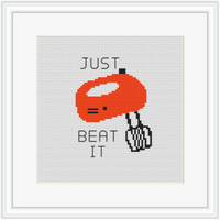 Just Beat It Cross Stitch Kit. Kitchen Decor Cross Stitch Kit.