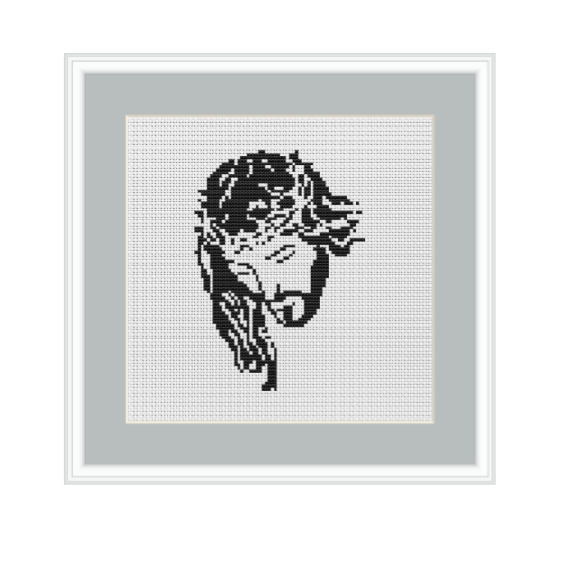 Jesus In A Crown Of Thorns Cross Stitch Pattern