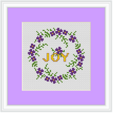 Joy Cross Stitch Kit. Wreath Cross Stitch Kit