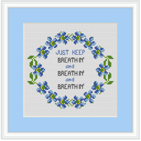 Just Keep Breathin And Breathin And Breathin Cross Stitch Kit. Funny Lyrics Cross Stitch. Modern Embroidery.