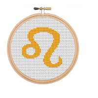 Leo Zodiac Sign Cross Stitch Pattern.