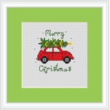 Merry Christmas Car with Christmas Tree Cross Stitch Kit.