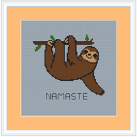 Namaste Cross Stitch Kit. Funny Sloth Cross Stitch Pattern.
