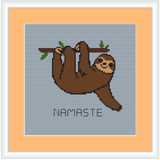 Namaste Cross Stitch Kit. Funny Sloth Cross Stitch Pattern.