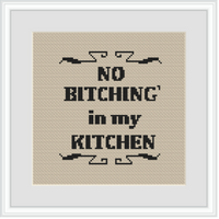 No Bitching' In My Kitchen Cross Stitch Kit. Funny Kitchen Decor Cross Stitch Kit.
