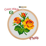 Orange Roses Cross Stitch Kit