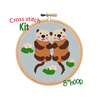 Otters Cross Stitch. Funny Modern Cross Stitch Pattern. Animals