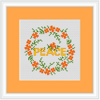 Peace Cross Stitch Kit. Wreath Cross Stitch Kit