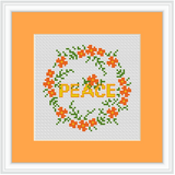 Peace Cross Stitch Kit. Wreath Cross Stitch Kit