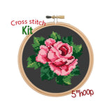 Roses Cross Stitch. Pink Rose Cross Stitch Kit. DIY Craft Kit.