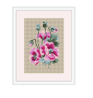 Poppy Seed Flower Cross Stitch Pattern.