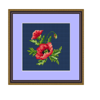 Poppy Seed Flower Cross Stitch Kit. Flowers Cross Stitch Kit.