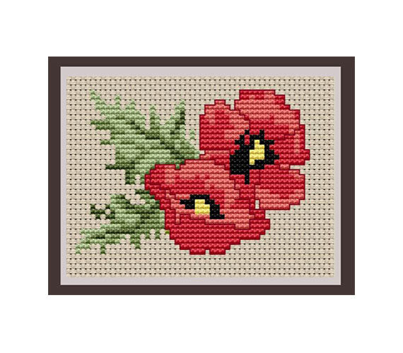 Poppy Flower Cross Stitch Pattern