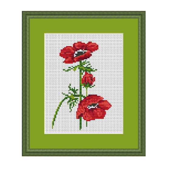 Poppy Seed Flower Cross Stitch Pattern