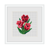Instant Download Red Tulips Cross Stitch Pattern.