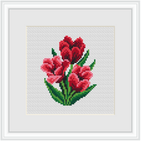 Red Tulips 5" Hoop Cross Stitch Kit