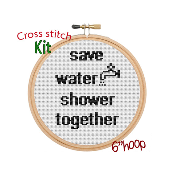 Save Water Shower Together Cross Stitch Kit