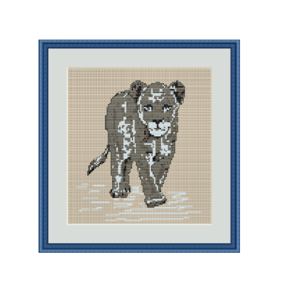 Snow Leopard Cross Stitch Pattern. Wild Animal PDF Pattern.